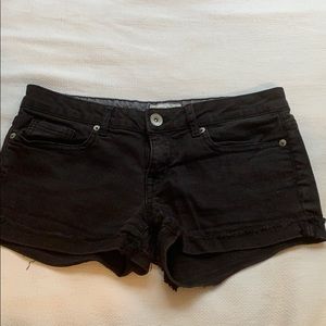 Black denim shorts
